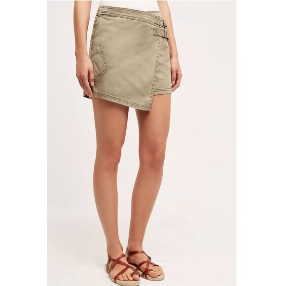 HEI HEI Anthropologie Moss Olive Green Utility Mini Skort Womens 6 - Picture 1 of 11